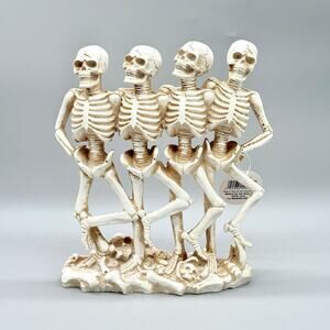 Pumpkin Hollow Resin White Dancing Skeletons Halloween Decor Decoration 9"